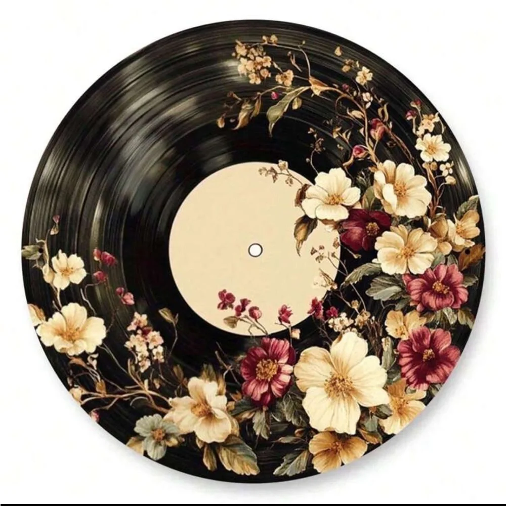 Vintage Floral Vinyl Record Metal Wall Decor NEW 🏷️